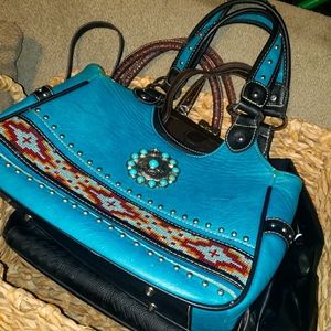 Southwest pho turquoise accent with hand stitched accents.